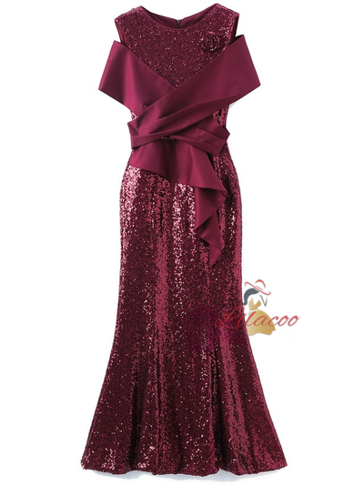 Pink Mermaid Sequins Mother Of The Bride Dress
