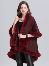 Wool Double Cardigan Knitted Shawl Cloak