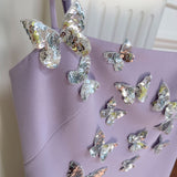Purple Three-dimensional Butterfly Tube Top Dress