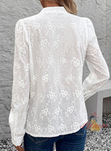 Women Hollow Lace Jacquard Shirt