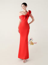 Mermaid One Shoulder Split Beading Prom Dress