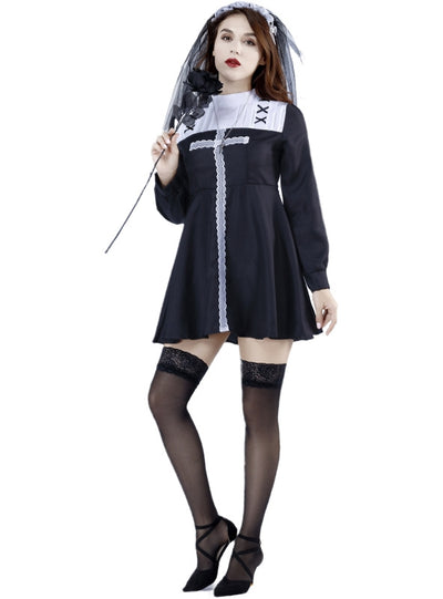 Halloween Evil Ghost Nun Costume Cosplay