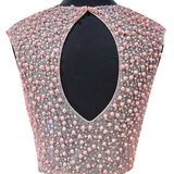 Pink Two Piece Beading Pearls Homecoming Dress