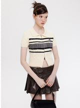 POLO Neck Double Zipper Short-sleeved Shirt