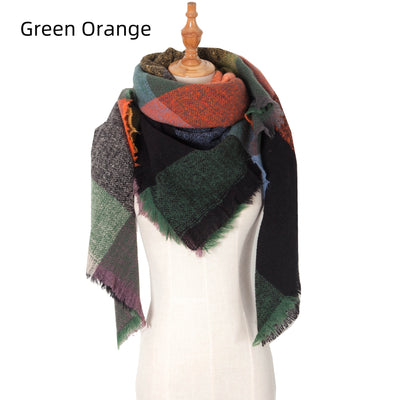 Thickened Warm Shawl Prickly Plaid Square Scarf