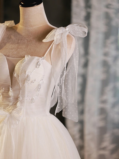 Ivory White Tulle Pleats Homecoming Dress