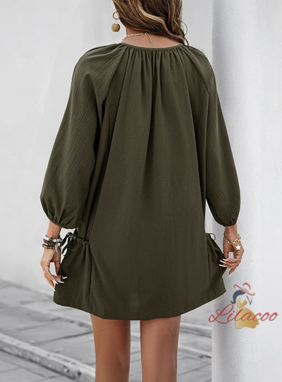 Casual Loose Elastic Pocket Dress