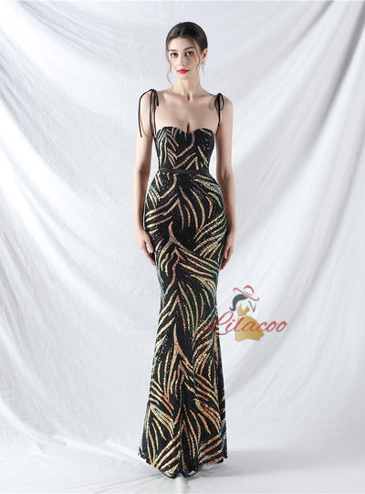 Mermaid Sequins Strapless Prom Dress