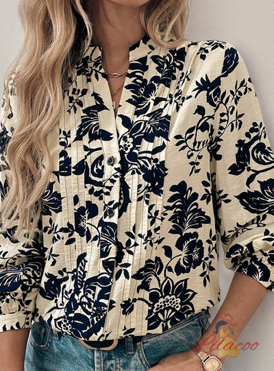 Women Retro Printed Shirt Top