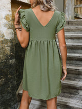 Sleeveless Solid Color Button Dress