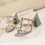 Square Toe Slippers Pointed Rivet Slippers