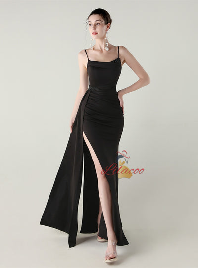 Mermaid Spaghetti Straps Split Beading Prom Dress