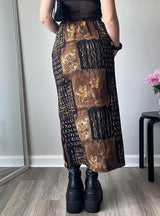 Retro Flower Mesh Stitching Skirt