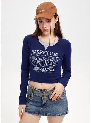Fake Two Long-sleeved Tops T-shirts