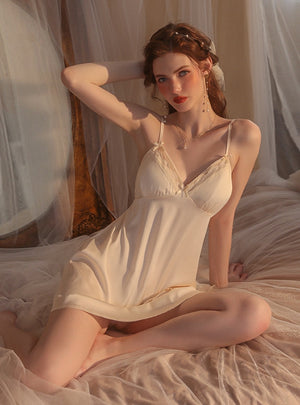 Sexy Satin Lace Nightgown