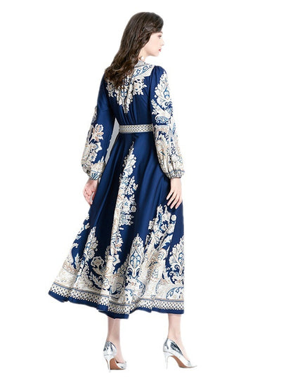 Lantern Sleeve Printed Dress