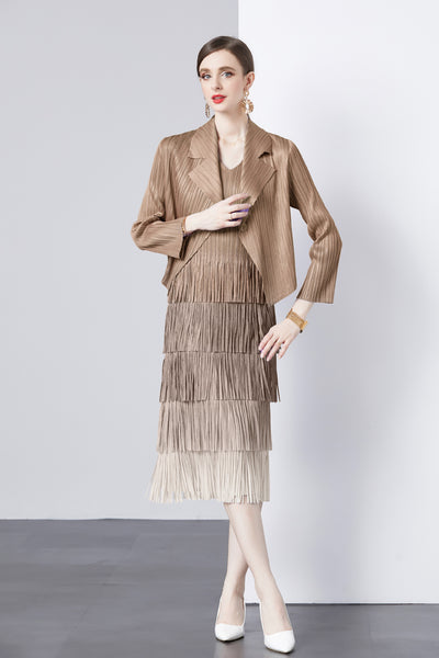 Two-piece Tassel Coat Dress