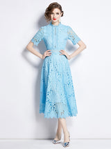 Women Short Sleeve Lace Dress