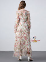 French Floral Long-sleeved Dress