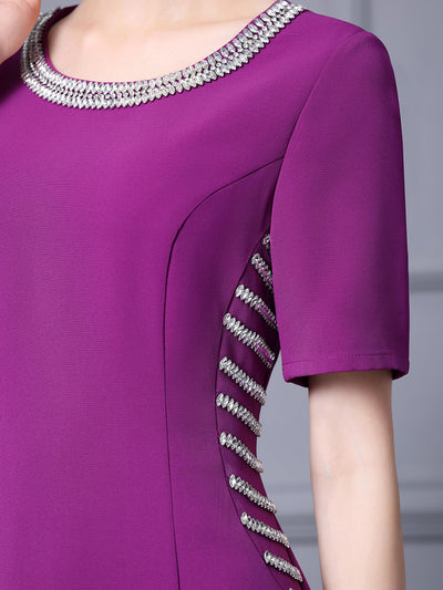 Red Short Sleeve Mother Of The Bride Dress