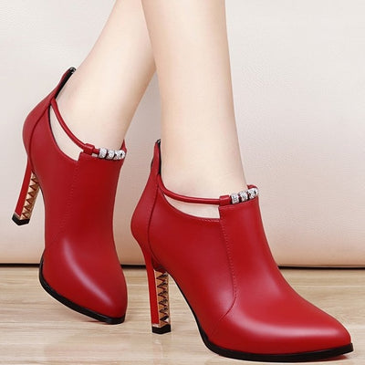 Pointed High-heeled Ankle Boots Martin Boots