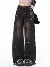 Straight Holes Pocket Jeans