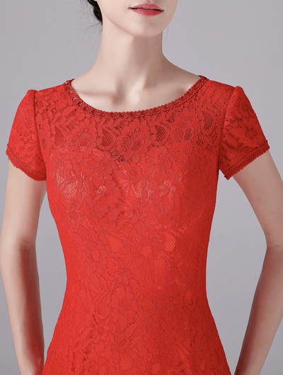 Red Mermaid Lace Beading Mother Of The Bride Dress