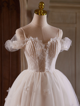 White Tulle Lace Beading Homecoming Dress