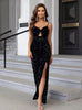 Sexy Sling Slit Sequined Dress