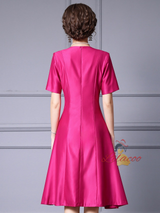 Fuchsia Satin Short Sleeve Mother Of The Bride Dress