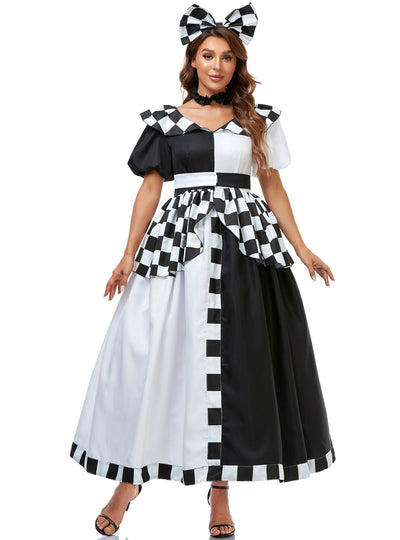 Alice in Wonderland Black and White Checked Halloween Costume