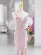 Pink Mermaid Spaghetti Straps Prom Dress