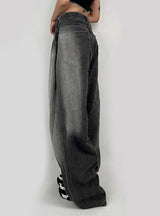 Loose Pleated Denim Wide-leg Pants
