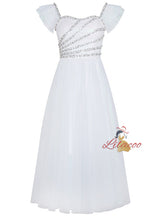 White Gauze Tulle Beading Long Dress