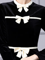 Black Velvet Long Sleeve Mother Of The Bride Dress