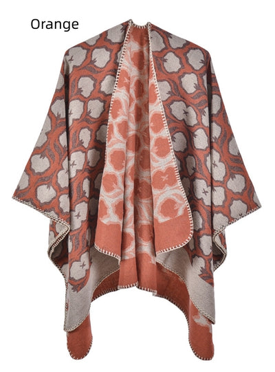 Retro Flower Warm Shawl Cloak
