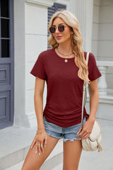 Solid Color Round Neck Loose Short Sleeve T-shirt