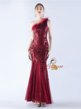 One Shoulder Mermaid Sequins Prom Dress