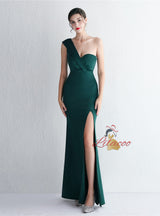 Mermaid One Shoulder Split Prom Dress