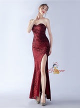 Mermaid Sequins Strapless Prom Dress