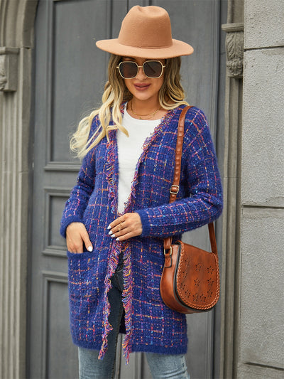 Knitwear Cardigan Tassel Color Coat
