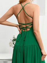 Solid Color Suspender Dress