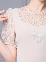 Apricot Lace Split Mother Of The Bride Dress