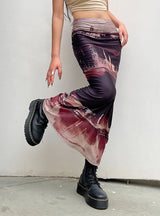 Retro Printed Elastic Fishtail Skirt