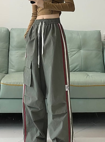 Sports High Waist Loose Straight Overalls