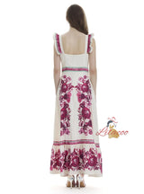 Lotus Leaf Retro National Print Sleeveless Dress