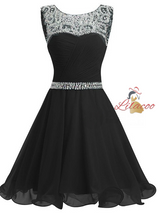 Blue Chiffon Beading Crystal Homecoming Dress