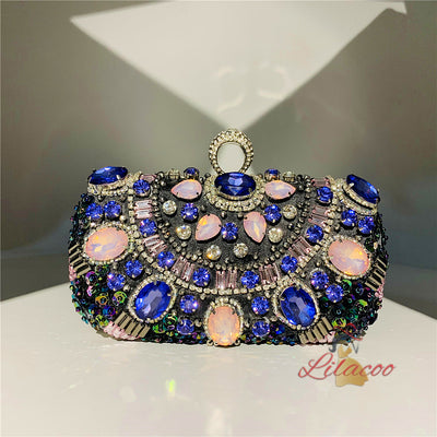 Handmade Rhinestone Dinner Clutch Bag