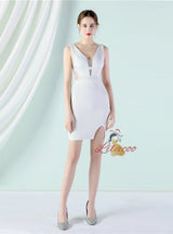 V-neck Beading Mini Prom Dress