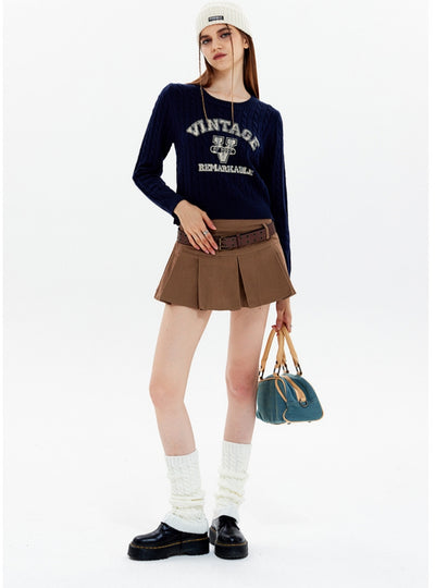 Twist Retro Letters Short Sweater